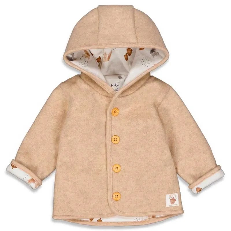 Chaquetón bebé taupe estampado bellotas de Feetje