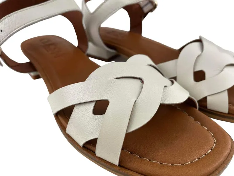 CLKS | Sandalias piel planas mujer blanco hielo Erika