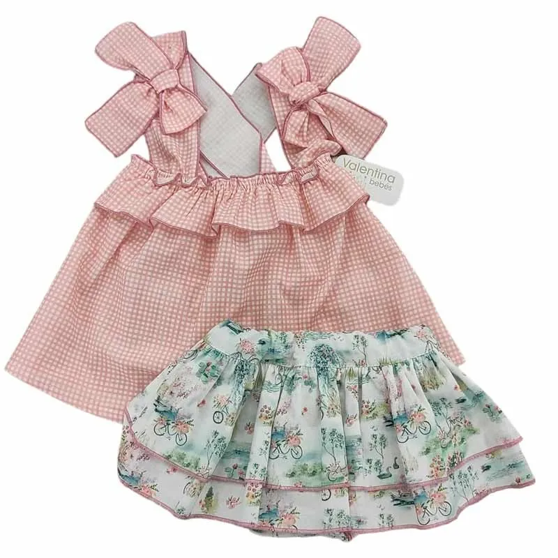 Conjunto niña cuadritos rosa de Valentina