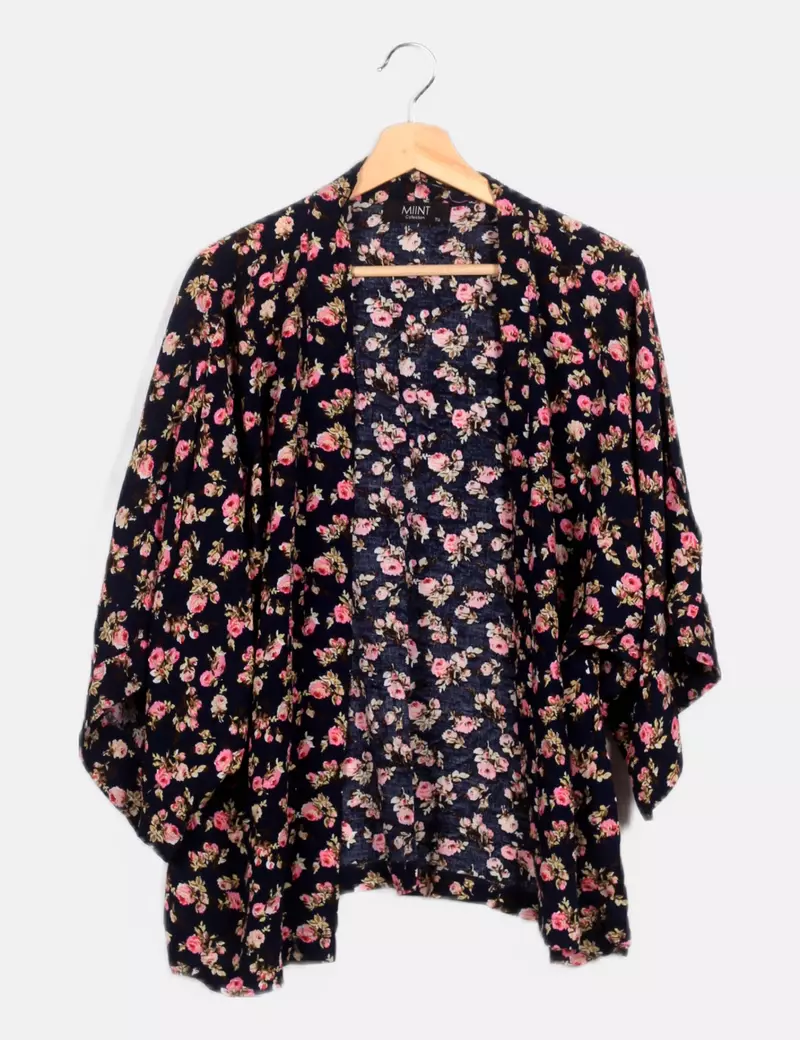 MIINT Kimono fluido azul marino floral