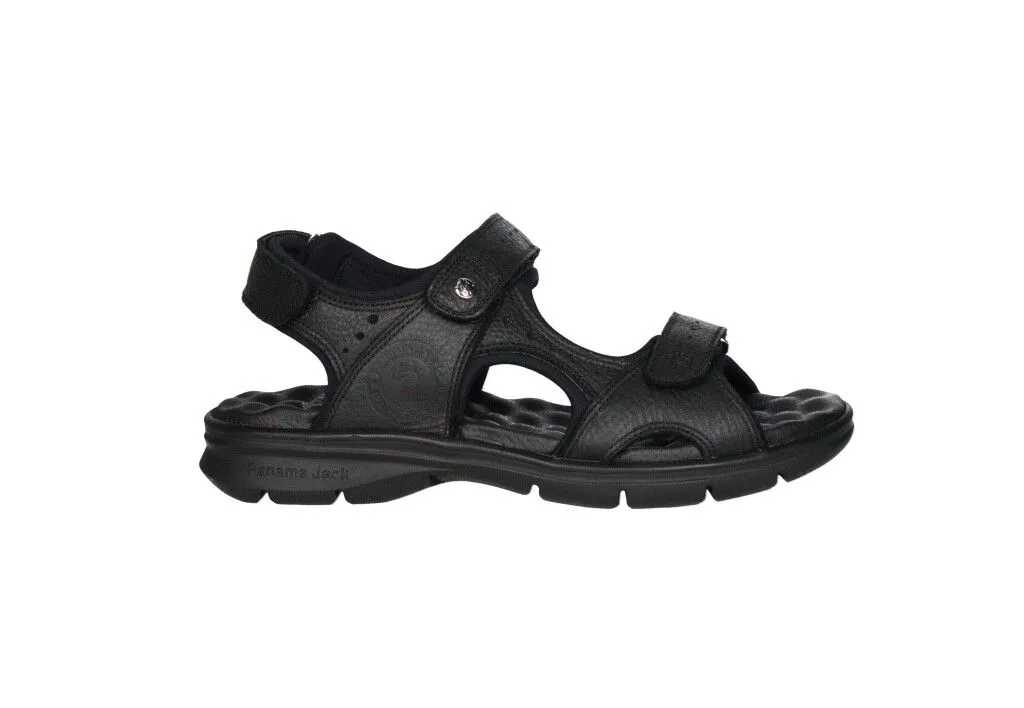 Sandalia Velcros Piel Negro 3 Tiras