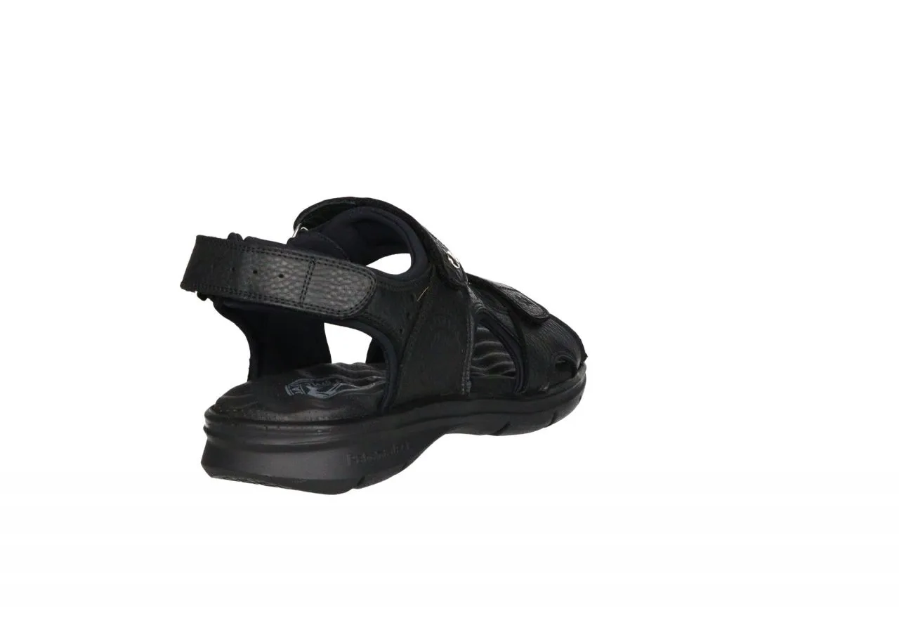 Sandalia Velcros Piel Negro 3 Tiras