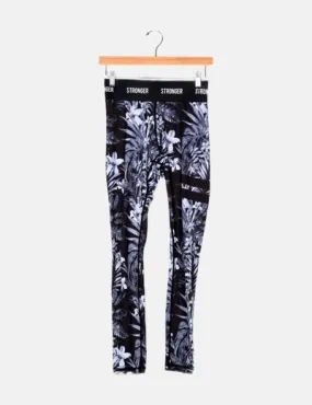 Stronger Legging deportivo negro print floral